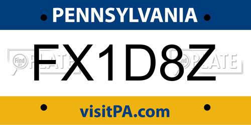 FX1D8Z Pennsylvania License Plate