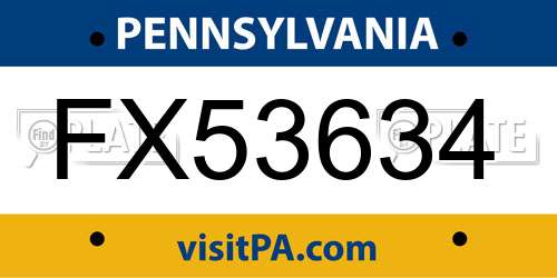 FX53634 Pennsylvania License Plate