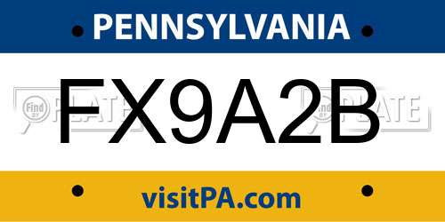 FX9A2B Pennsylvania License Plate