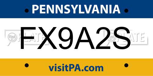 FX9A2S Pennsylvania License Plate
