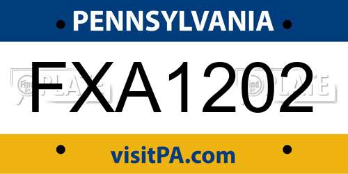 FXA1202 Pennsylvania License Plate