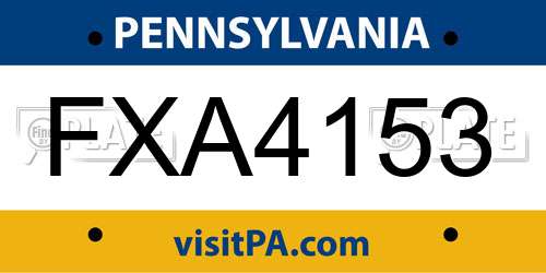 FXA4153 Pennsylvania License Plate