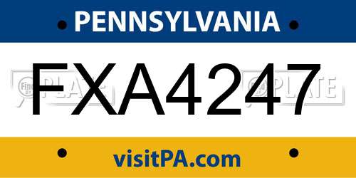 FXA4247 Pennsylvania License Plate