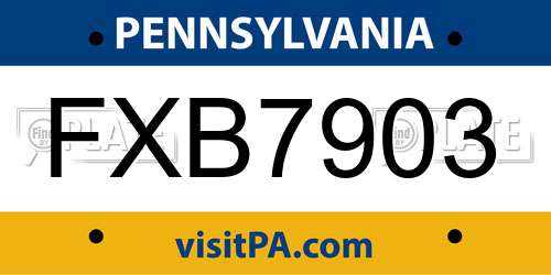 FXB7903 Pennsylvania License Plate
