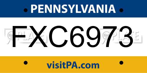 FXC6973 Pennsylvania License Plate