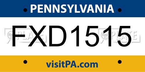 FXD1515 Pennsylvania License Plate