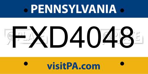 FXD4048 Pennsylvania License Plate