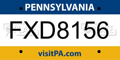 FXD8156 Pennsylvania License Plate