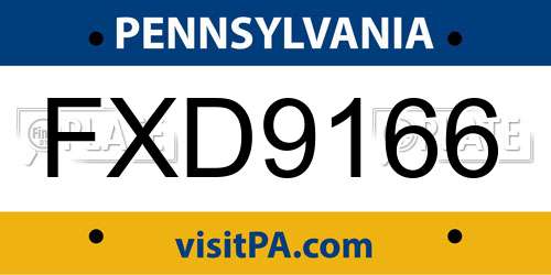FXD9166 Pennsylvania License Plate