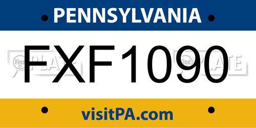 FXF1090 Pennsylvania License Plate