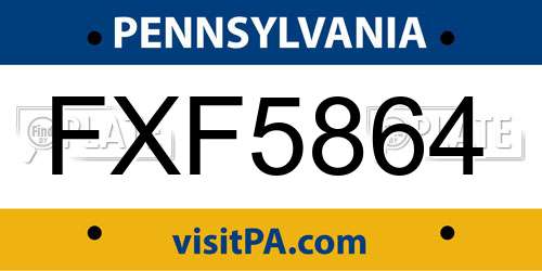 FXF5864 Pennsylvania License Plate