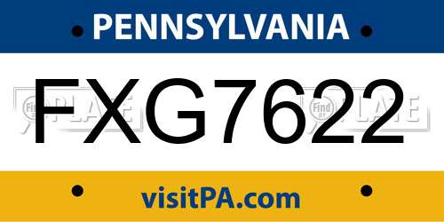 FXG7622 Pennsylvania License Plate