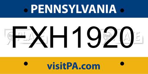 FXH1920 Pennsylvania License Plate