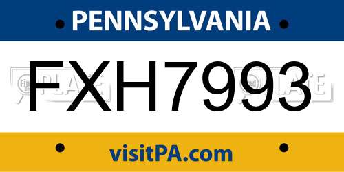 FXH7993 Pennsylvania License Plate