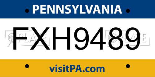 FXH9489 Pennsylvania License Plate