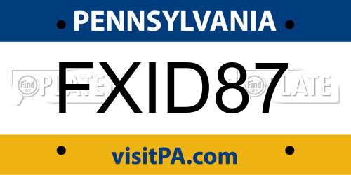 FXID87 Pennsylvania License Plate