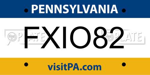 FXIO82 Pennsylvania License Plate