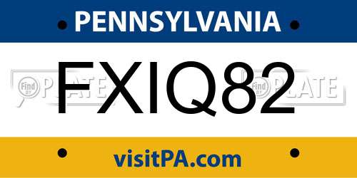 FXIQ82 Pennsylvania License Plate