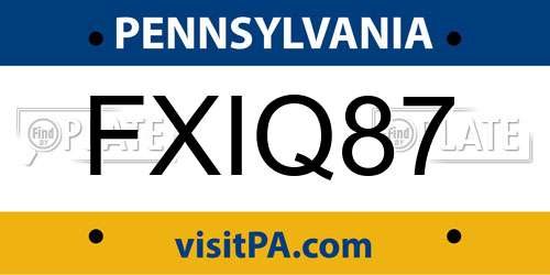 FXIQ87 Pennsylvania License Plate