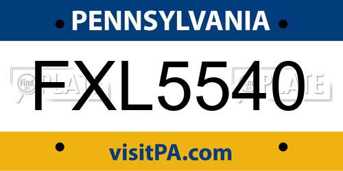 FXL5540 Pennsylvania License Plate