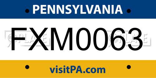 FXM0063 Pennsylvania License Plate