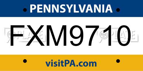 FXM9710 Pennsylvania License Plate