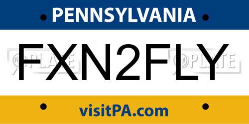 FXN2FLY Pennsylvania License Plate
