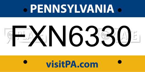 FXN6330 Pennsylvania License Plate
