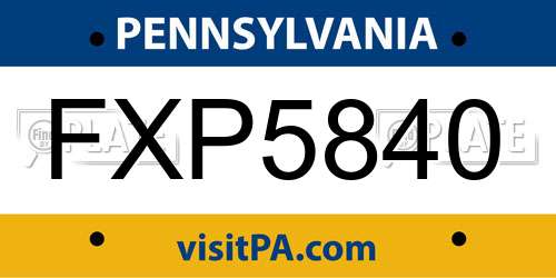 FXP5840 Pennsylvania License Plate