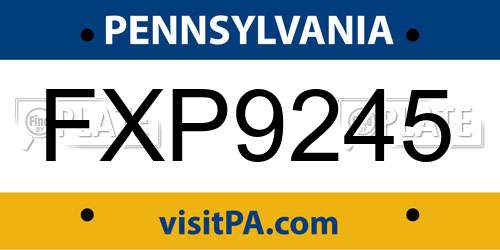FXP9245 Pennsylvania License Plate