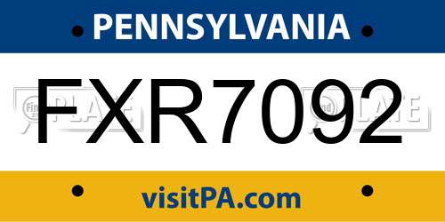 FXR7092 Pennsylvania License Plate
