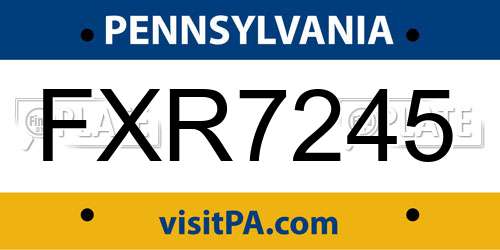 FXR7245 Pennsylvania License Plate