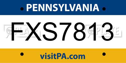 FXS7813 Pennsylvania License Plate