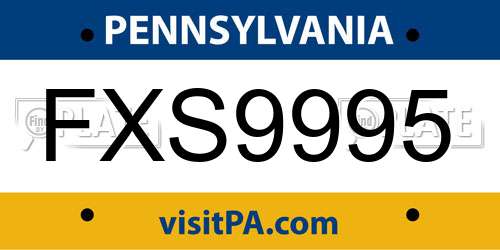 FXS9995 Pennsylvania License Plate