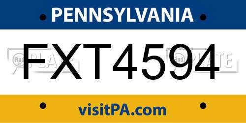 FXT4594 Pennsylvania License Plate