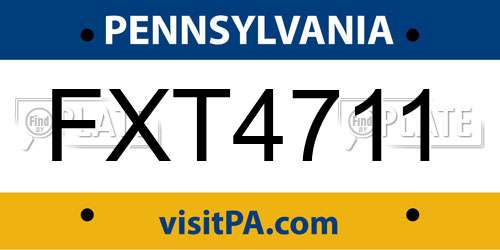 FXT4711 Pennsylvania License Plate