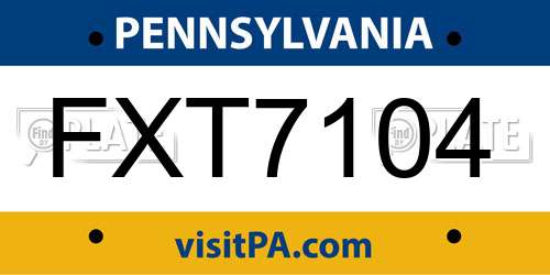 FXT7104 Pennsylvania License Plate