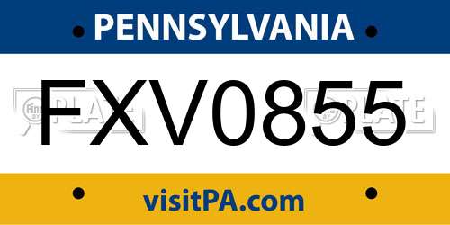 FXV0855 Pennsylvania License Plate