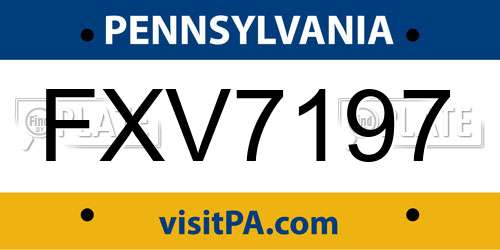 FXV7197 Pennsylvania License Plate