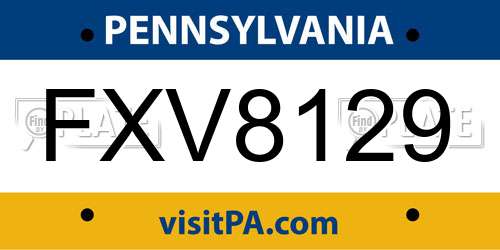 FXV8129 Pennsylvania License Plate