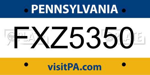FXZ5350 Pennsylvania License Plate