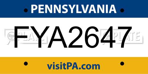 FYA2647 Pennsylvania License Plate