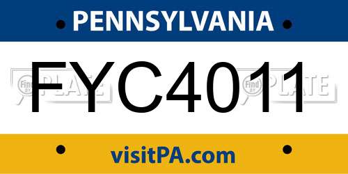 FYC4011 Pennsylvania License Plate