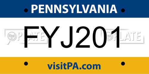 FYJ201 Pennsylvania License Plate