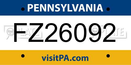 FZ26092 Pennsylvania License Plate