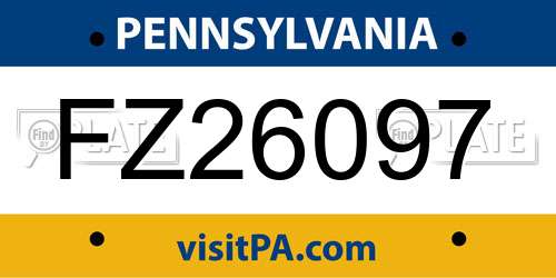 FZ26097 Pennsylvania License Plate