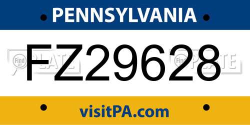 FZ29628 Pennsylvania License Plate
