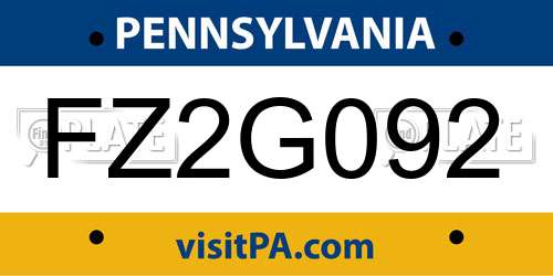 FZ2G092 Pennsylvania License Plate