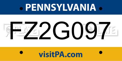 FZ2G097 Pennsylvania License Plate
