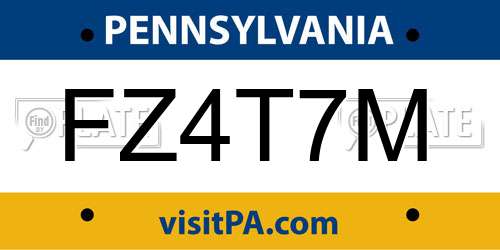 FZ4T7M Pennsylvania License Plate